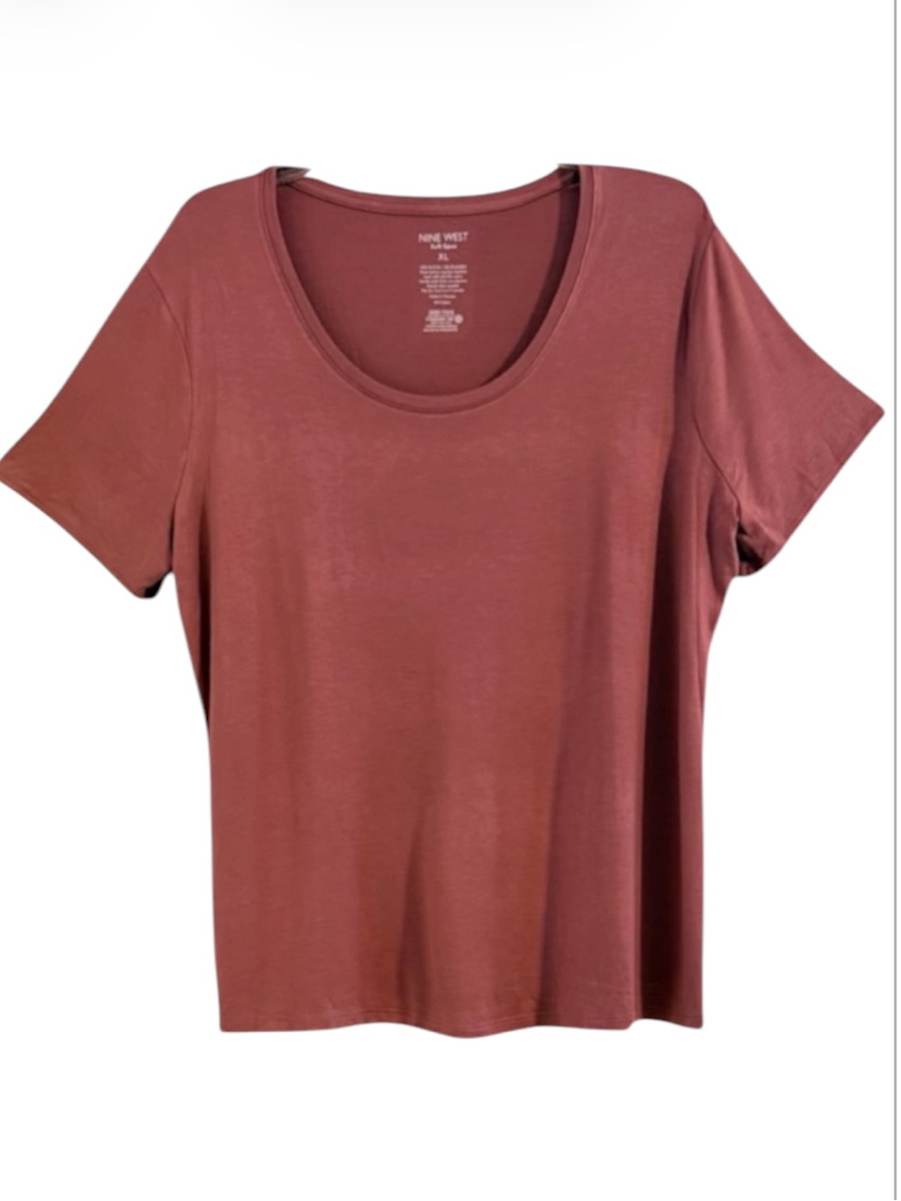 Nine West Soft Spun Dusty Rose Scoop Neck Short Sleeve Tee Shirt XL